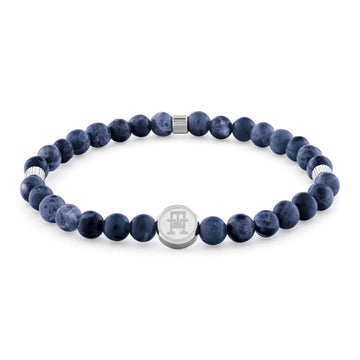 Ανδρικό βραχιόλι Tommy Hilfiger 2790608 με μπλε χάντρες και ασημί στοιχείο από ανοξείδωτο ατσάλι.